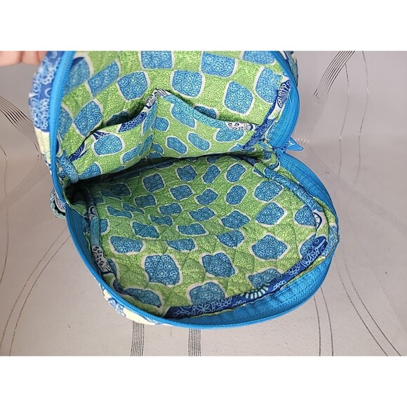Vera Bradley Doodle Daisy Backpack Blue Green Floral Quilted School Travel Bag - Picture 9 of 13